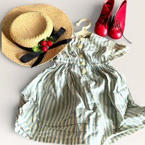 American Girl Pleasant Company Kirsten Summer Dress, Red Shoes, Straw Hat STAIN